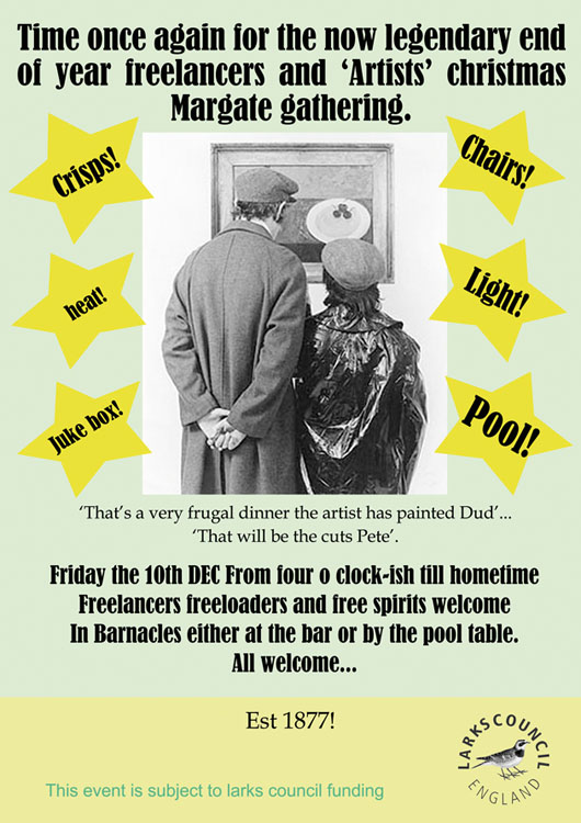 invite to freelancers christmas drinks at Barnacles, Margate from 4pm